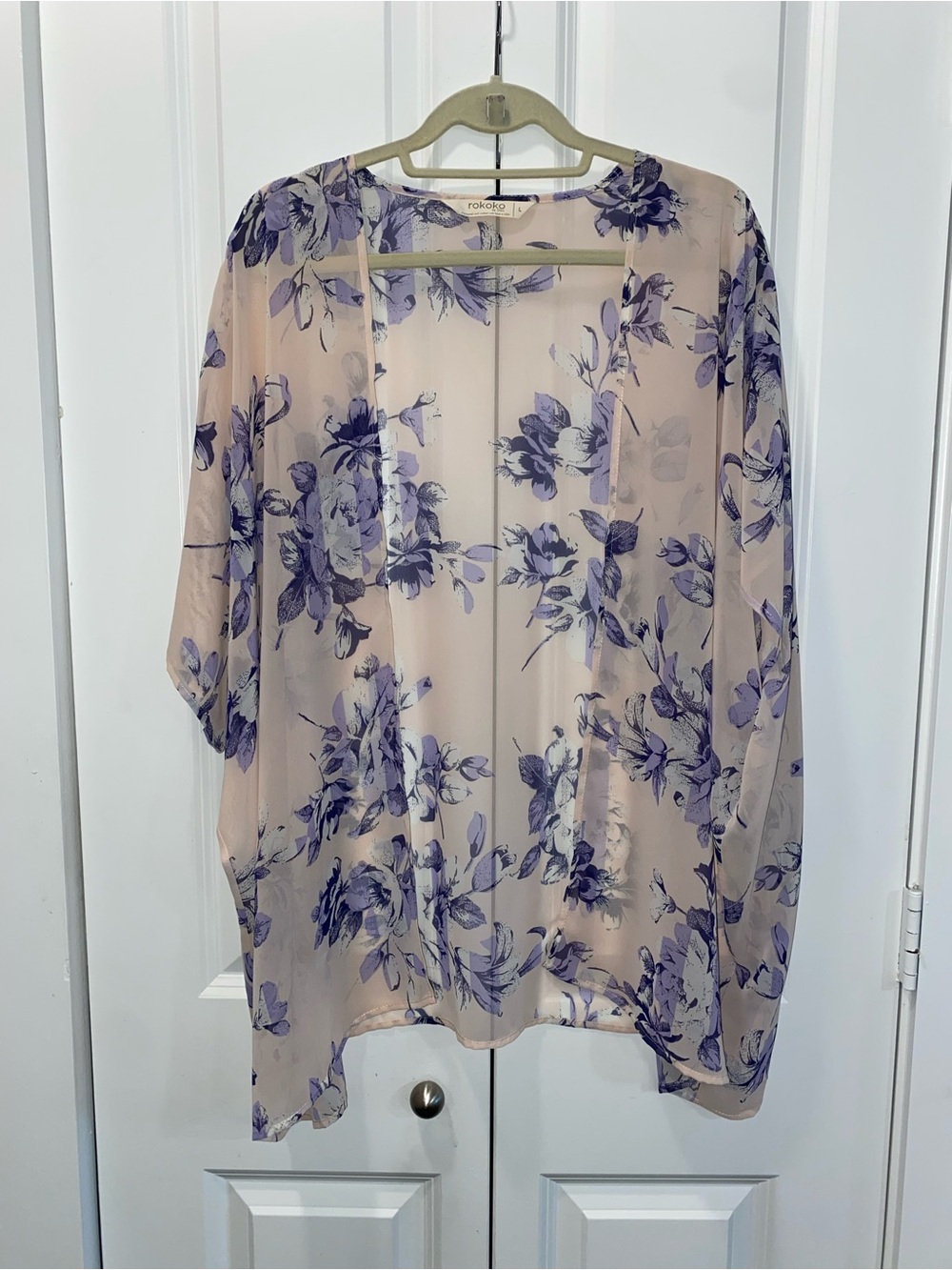 Rokoko Lavender Floral Sheer Kimono Cardigan